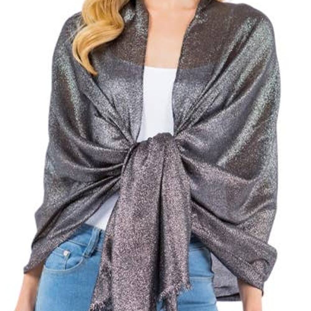 Black Metallic Lurex Scarf